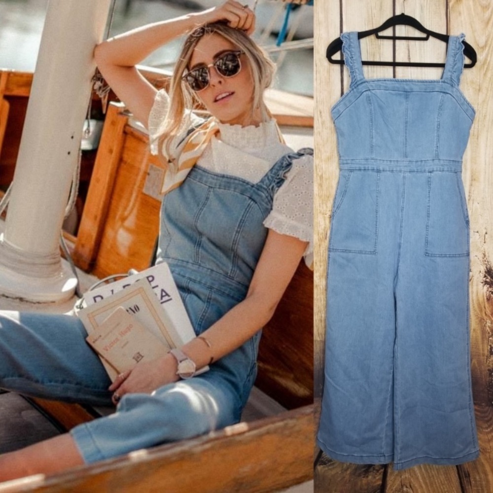 Bohme Women’s Denim Chambray Sleeveless Jumpsuit size Small